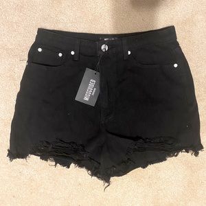 Missguided Black Denim High Waisted Shorts